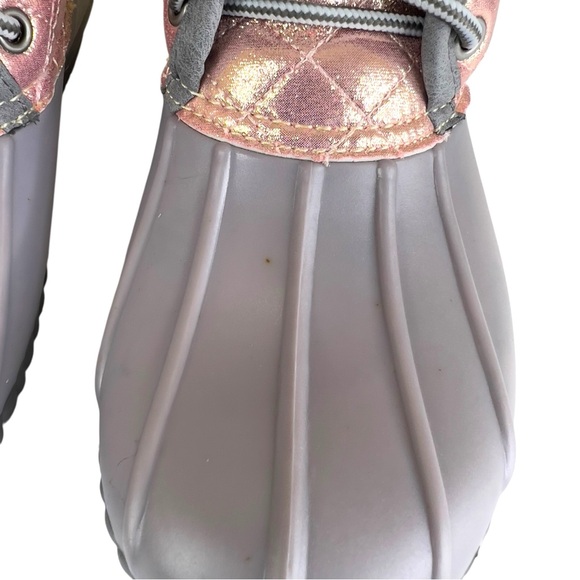Marley Lilly Monogramed Pink & GreyDuck Boots Size 7 - Picture 15 of 16